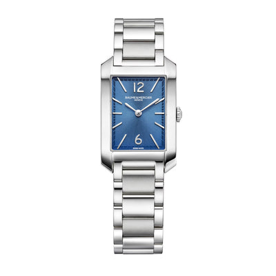 Orologio Hampton 10476 da donna con quadrante Blu, Cassa in acciaio Rettangolare e movimento al Quarzo di manifattura svizzera Baume & Mercier.