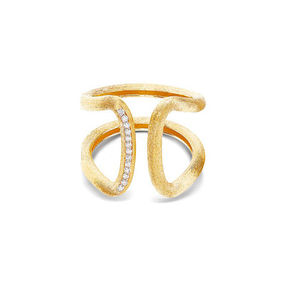 Nanis: Anello a fascia LIBERA | Oro giallo inciso a mano e Diamanti