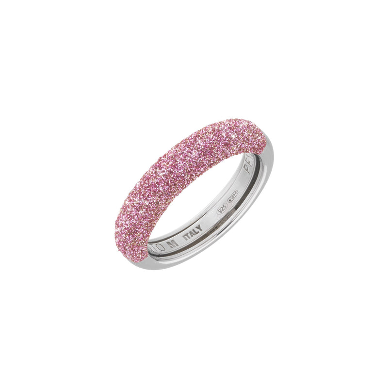 Anello Rosa Tokyo di Pesavento in argento rodiato e ricoperto con la nuova polvere di silicio color Rosa Tokyo. 