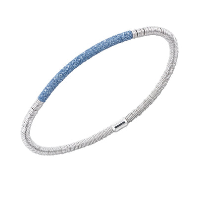 Bracciale Blu Santorini di Pesavento in argento rodiato e ricoperto con la nuova polvere di silicio inspirata all'incantevole gradazione blu dell'isola greca.