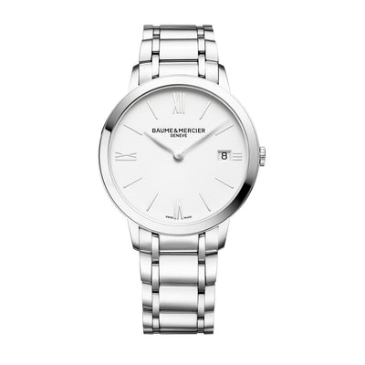 Orologio Classima 10356 da donna con quadrante bianco. Cassa da 36.5MM e movimento a Quarzo di manifattura svizzera Baume & Mercier.