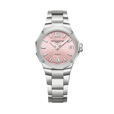 Orologio Riviera 10675 da donna con quadrante Rosa e cinturino in Acciaio. Cassa da 33MM e movimento Automatico. Realizzato dalla manifattura orologiera svizzera Baume & Mercier.