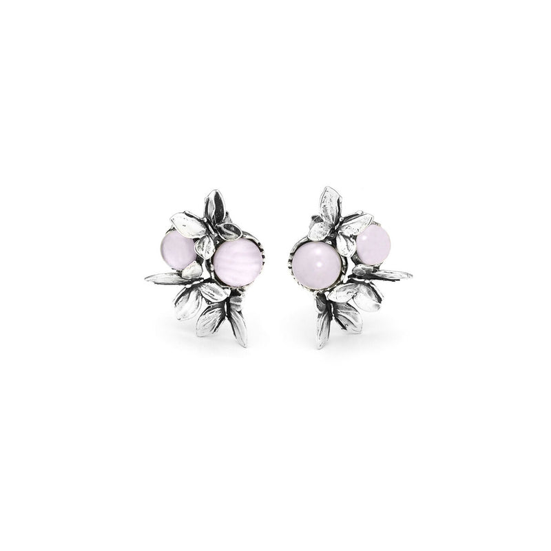 Orecchini in argento 925 da donna con farfalle, pietre rosa cabochon e chiusura con farfallina.