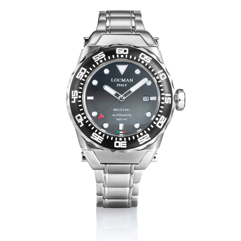 Orologio Locman Mare da uomo con Cassa da 44MM impermeabile fino a 300 MT, Cinturino in acciaio, Quadrante grigio e Movimento Automatico S.I.O.