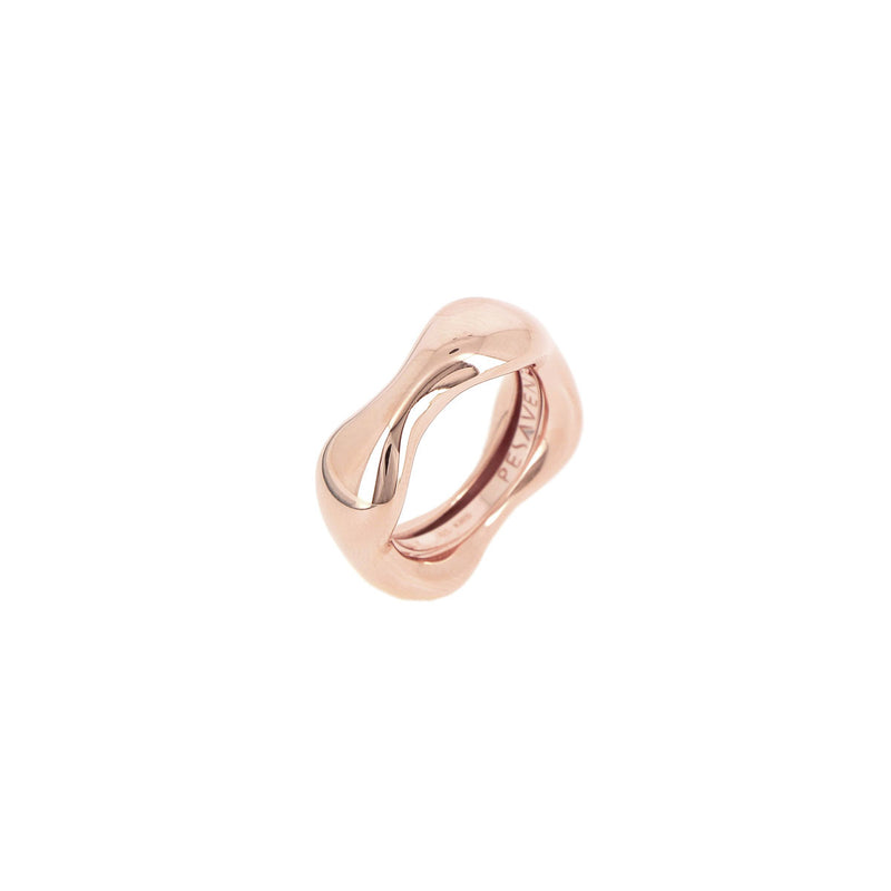 Anello ondulato da donna in Argento con finitura in oro rosa. Un gioiello della collezione ELEGANCE Pesavento.